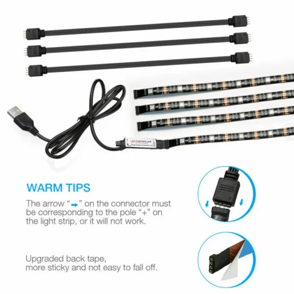 RGB LED Strip | 4x50CM USB 5V - Image 8