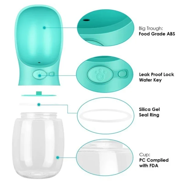 PawsHydrate-10: 350-550ML Portable Pet Water Bottle + Dog Cat Drinking Bowl - Image 2