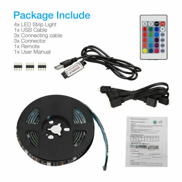 RGB LED Strip | 4x50CM USB 5V - Image 4