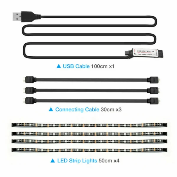 RGB LED Strip | 4x50CM USB 5V - Image 7
