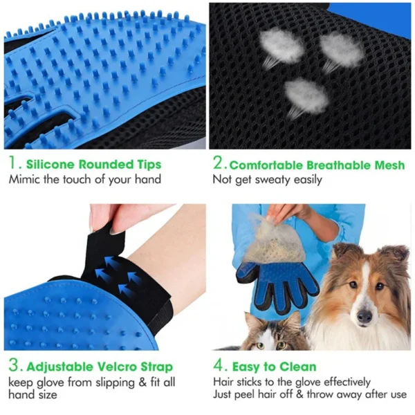 FurCareX-10: Cat Grooming Glove + Pet Hair Deshedding Brush Comb Glove - Image 5